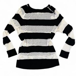 Michael Kors Black and White Mesh Long Sleeve